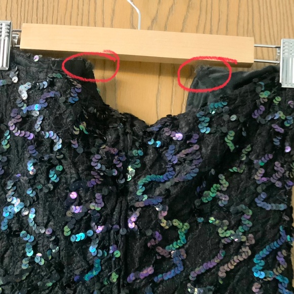 VINTAGE 90s NIGHT MOVES NEW YORK PARTY DRESS STRAPLESS PURPLE & BLACK SEQUINED - Picture 4 of 8